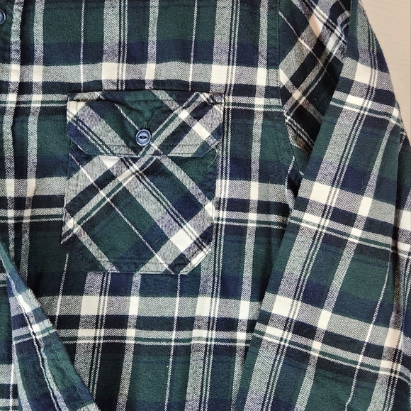 Weatherproof Shirt, Mens Size Medium Green Blue White, Flannel, Plaid, Button Up - Picture 3 of 12